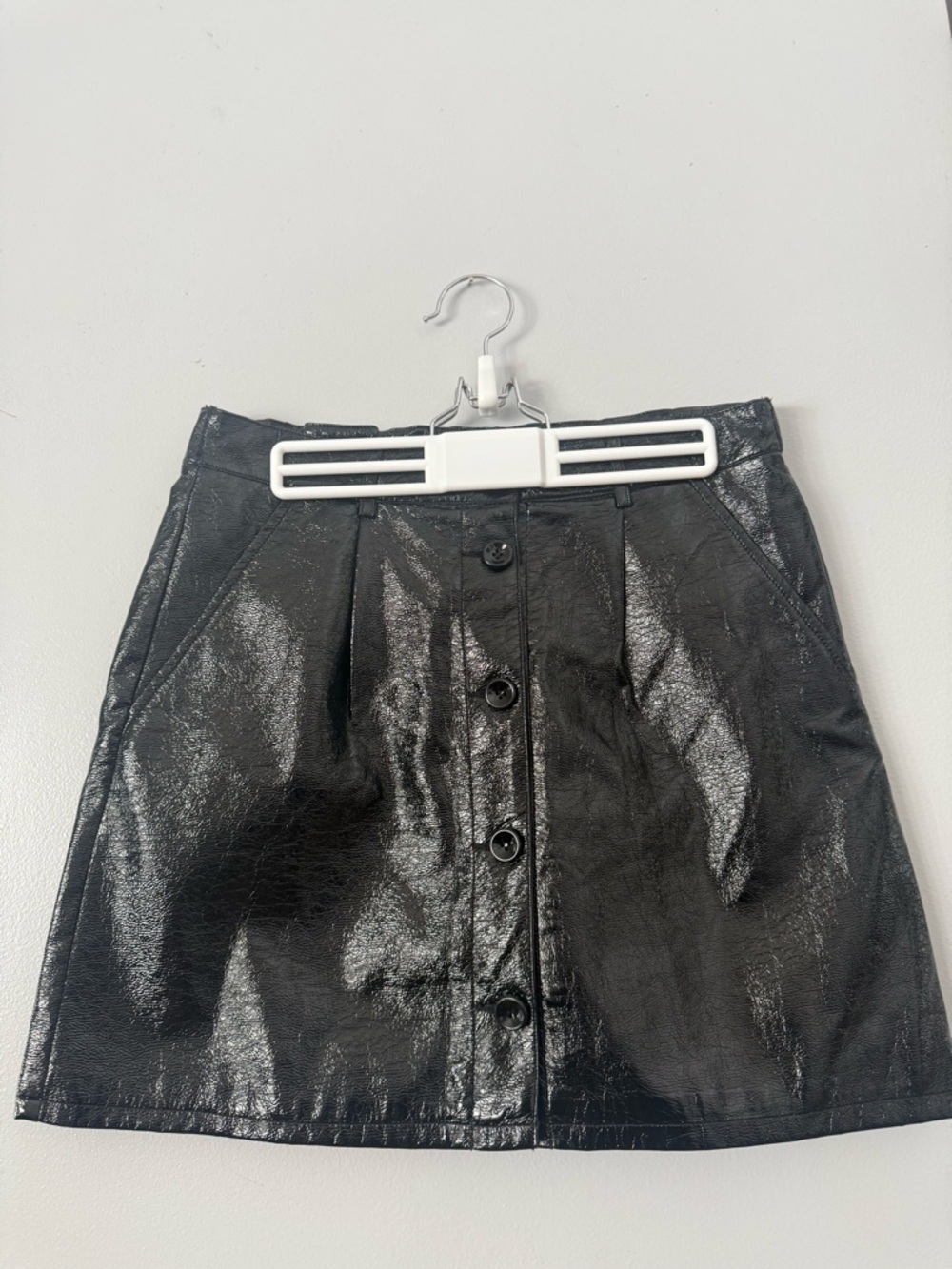NWOT BP. + Wildfang Black Faux Patent Leather Button Front Mini Skirt